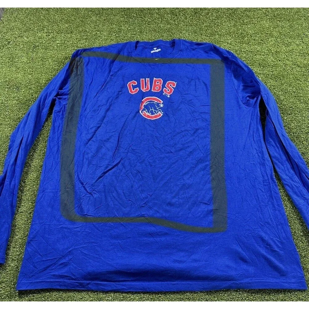 Fanatics Chicago Cubs T-Shirt Men, Blue, Long Sleeve, 2XL NWOT